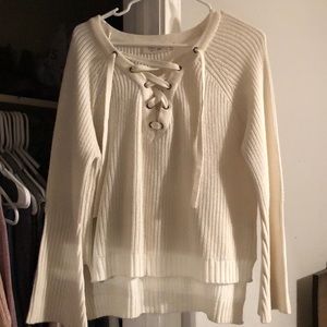 White Tie Front Sweater